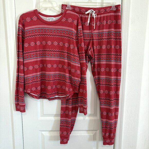 PJ Salvage Cozy Pajamas 2 PC Set Snowflake Kisses Top & Jogger Pants Size Large - Picture 2 of 6